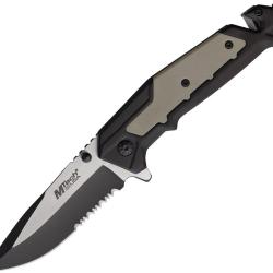 Couteau Pliant MTech A/O Lame Acier 3Cr13 Manche Inox et G10 Noir et Tan Linerlock MTA2002TB