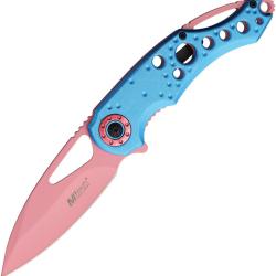 Couteau Pliant MTech A/O Lame Acier 3Cr13 Drop Point Manche Aluminium Bleu Clair Linerlock MTA2003L