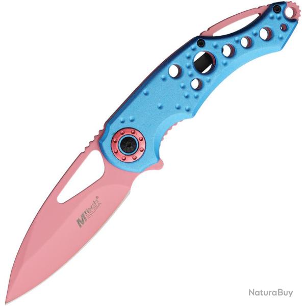 Couteau Pliant MTech A/O Lame Acier 3Cr13 Drop Point Manche Aluminium Bleu Clair Linerlock MTA2003L