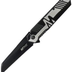 Couteau Pliant MTech A/O Lame Acier 3Cr13MoV Manche Inox Noir et Argent Framelock MTA2005BT