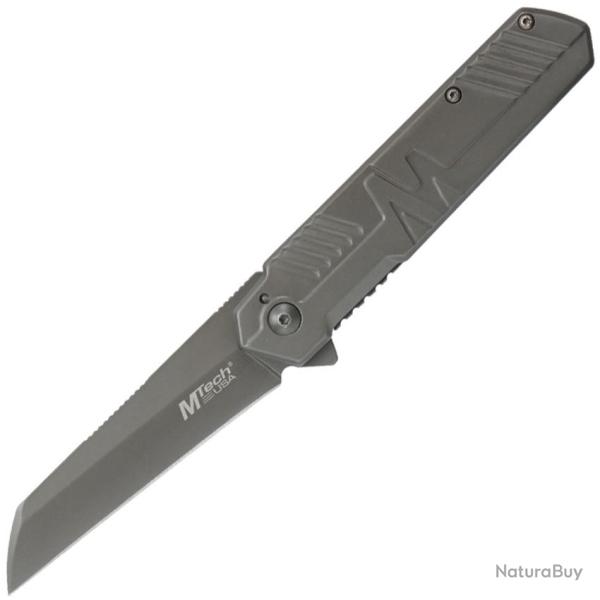 Couteau Pliant MTech A/O Lame Acier 3Cr13MoV Sheepsfoot Manche Inox Gris Framelock MTA2005TT