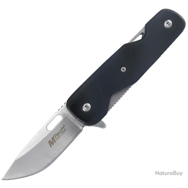 Couteau Pliant MTech A/O Lame Acier 3Cr13MoV Manche Bois Noir Linerlock MTA2008SB