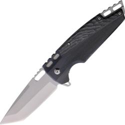 Couteau Pliant MTech A/O Lame Acier 3Cr13 Tanto Manche Inox Noir Linerlock MTA2009BK