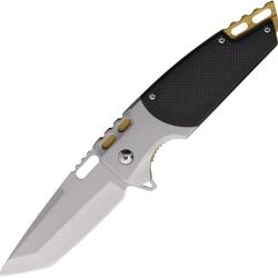 Couteau Pliant MTech A/O Lame Acier 3Cr13 Tanto Manche Inox Noir et Argent Linerlock MTA2009SB