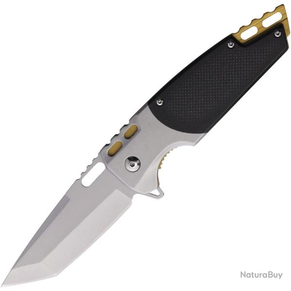 Couteau Pliant MTech A/O Lame Acier 3Cr13 Tanto Manche Inox Noir et Argent Linerlock MTA2009SB