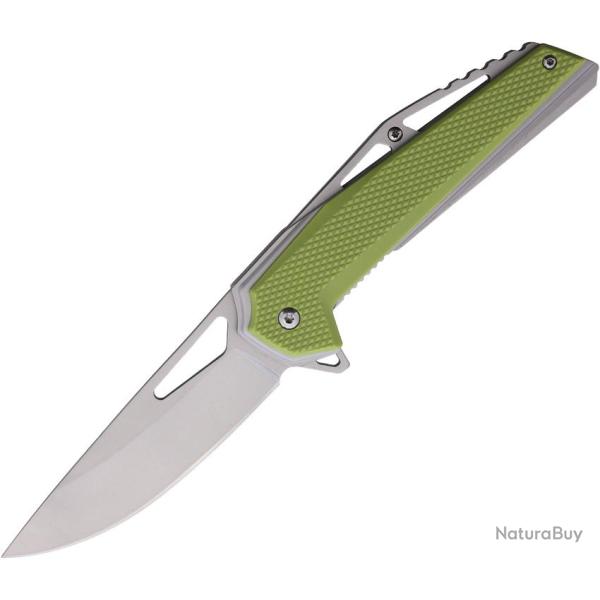 Couteau Pliant MTech A/O Lame Acier 3Cr13 Drop Point Manche Nylon Vert Linerlock MTA2011GN