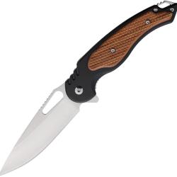 Couteau Pliant MTech A/O Lame Acier 3Cr13 Manche Inox et Bois Noir et Marron Fonc&eacute; MTA2012DB
