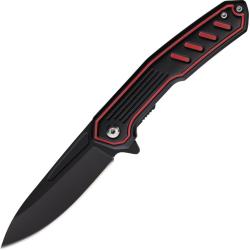 Couteau Pliant MTech A/O Lame Acier 3Cr13 Noire Manche Aluminium Noir et Rouge Linerlock MTA2014BR