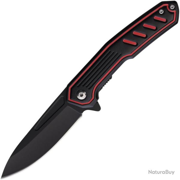 Couteau Pliant MTech A/O Lame Acier 3Cr13 Noire Manche Aluminium Noir et Rouge Linerlock MTA2014BR