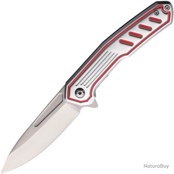 Couteau Pliant MTech A/O Lame Acier 3Cr13 Manche Aluminium Rouge et Gris Linerlock MTA2014SR