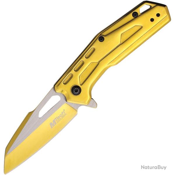 Couteau Pliant MTech A/O Lame Acier 3Cr13 Drop Point Manche Aluminium Dor� Linerlock MTA2016GD