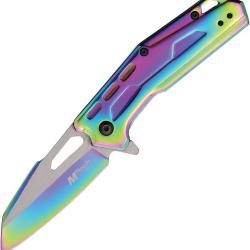 Couteau Pliant MTech A/O Lame Acier 3Cr13 Manche Aluminium Arc-en-ciel Linerlock MTA2016RB