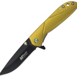 Couteau Pliant MTech A/O Lame Acier 3Cr13MoV Manche Aluminium Dor&eacute; Linerlock MTA2017GD