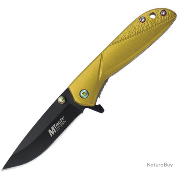 Couteau Pliant MTech A/O Lame Acier 3Cr13MoV Manche Aluminium Dor� Linerlock MTA2017GD