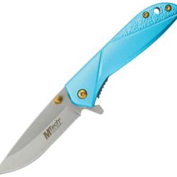 Couteau Pliant MTech A/O Lame Acier 3Cr13MoV Manche Aluminium Bleu Canard Linerlock MTA2017TL