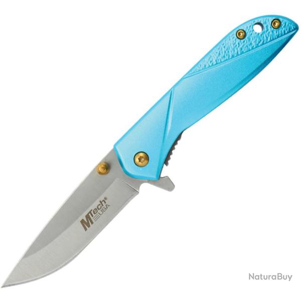 Couteau Pliant MTech A/O Lame Acier 3Cr13MoV Manche Aluminium Bleu Canard Linerlock MTA2017TL