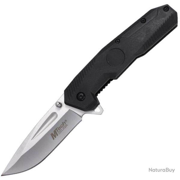 Couteau Pliant MTech A/O Lame Acier 3Cr13MoV Drop Point Manche Nylon Noir Linerlock MTA2022BK