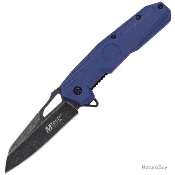 Couteau Pliant MTech A/O Lame Acier 3Cr13MoV Drop Point Manche Nylon Bleu Linerlock MTA2022BL