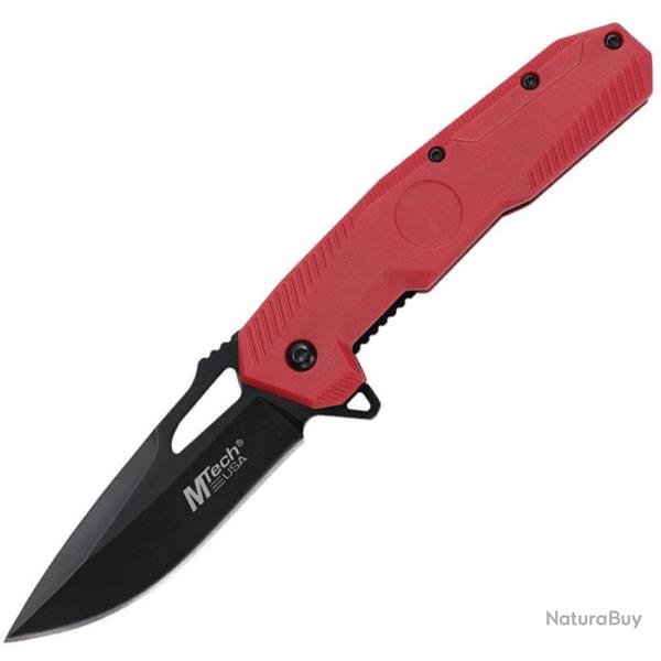 Couteau Pliant MTech A/O Lame Acier 3Cr13MoV Drop Point Manche Nylon Rouge Linerlock MTA2022RD