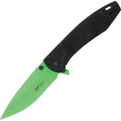 Couteau Pliant MTech A/O Lame Acier 3Cr13MoV 8,89 cm Vert Ferm&eacute; 11,43 cm Manche Inox Noir MTA2024GN