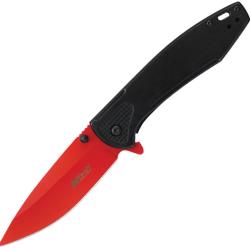 Couteau Pliant MTech A/O Lame Acier 3Cr13MoV 8,89 cm Rouge Ferm&eacute; 11,43 cm Manche Inox Noir MTA2024RD