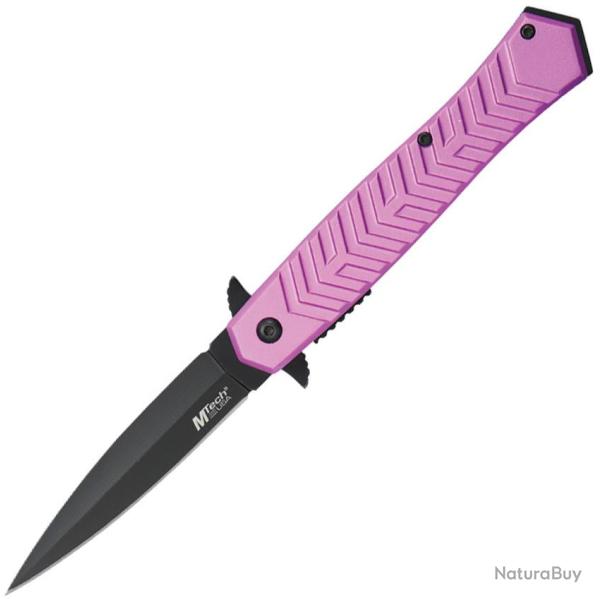 Couteau Pliant MTech A/O Lame Acier 3Cr13MoV Spear Point Manche Aluminium Rose Linerlock MTA2025PK