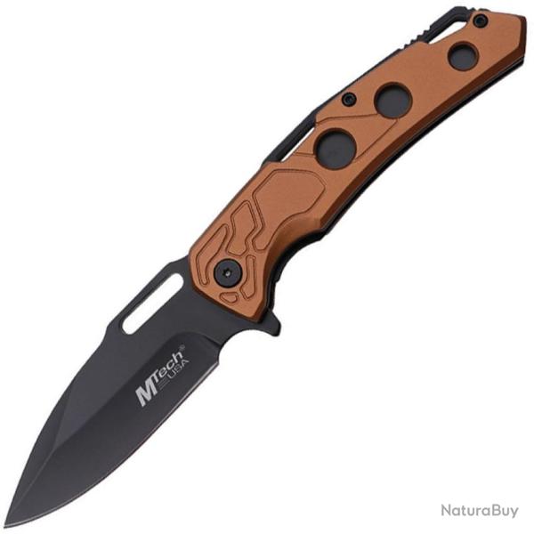 Couteau Pliant MTech A/O Lame Acier 3Cr13MoV Drop Point Manche Aluminium Marron Linerlock MTA2026BN