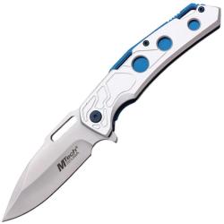 Couteau Pliant MTech A/O Lame Acier 3Cr13MoV Drop Point Manche Aluminium Argent Linerlock MTA2026SL