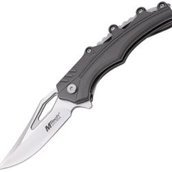 Couteau Pliant MTech A/O Lame Acier 3Cr13MoV Clip Point Manche Inox Gris Linerlock MTA2027GY