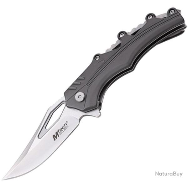 Couteau Pliant MTech A/O Lame Acier 3Cr13MoV Clip Point Manche Inox Gris Linerlock MTA2027GY