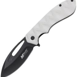 Couteau Pliant MTech A/O Lame Acier 3Cr13MoV Manche G10 Blanc Linerlock MTA2028WH
