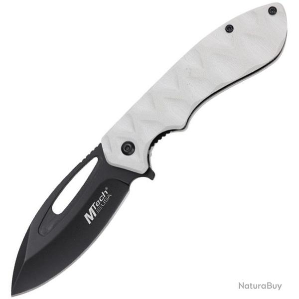 Couteau Pliant MTech A/O Lame Acier 3Cr13MoV Manche G10 Blanc Linerlock MTA2028WH