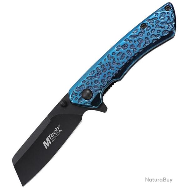 Couteau Pliant MTech A/O Lame Acier 3Cr13MoV Sheepsfoot Manche Aluminium Bleu Linerlock MTA2029BL