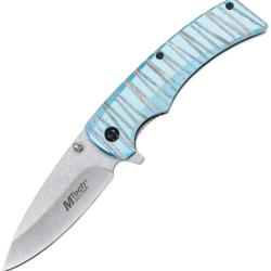 Couteau Pliant MTech A/O Lame Acier 3Cr13MoV Stonewash Manche Aluminium Bleu Linerlock MTA2030BL