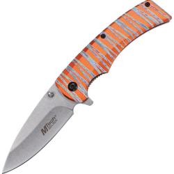 Couteau Pliant MTech A/O Lame Acier 3Cr13MoV Stonewash Manche Aluminium Orange Linerlock MTA2030OR