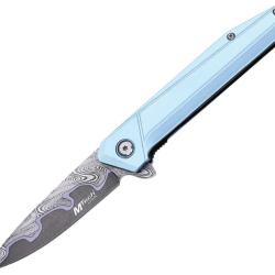 Couteau Pliant MTech A/O Lame Acier 3Cr13MoV Drop Point Manche Aluminium Bleu Linerlock MTA2031BL