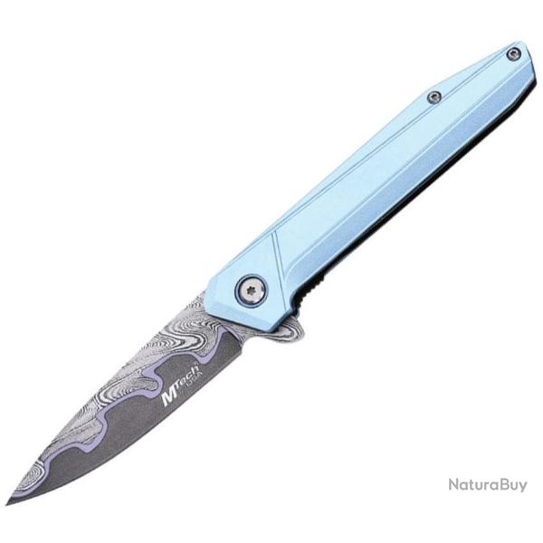 Couteau Pliant MTech A/O Lame Acier 3Cr13MoV Drop Point Manche Aluminium Bleu Linerlock MTA2031BL