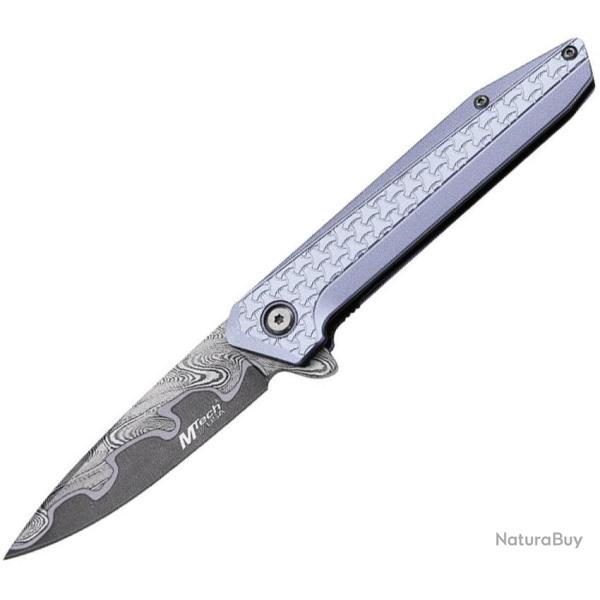 Couteau Pliant MTech A/O Lame Acier 3Cr13MoV Drop Point Manche Aluminium Gris Linerlock MTA2031GY