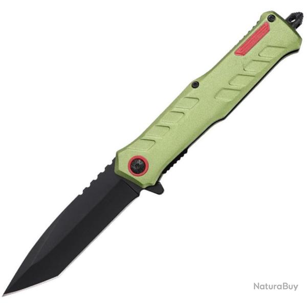Couteau Pliant MTech A/O Lame Acier 3Cr13 Tanto Manche Alliage Vert Linerlock MTA2032GN
