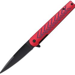 Couteau Pliant MTech A/O Lame Acier 3Cr13MoV Noire 8,89 cm Manche Aluminium Rouge MTA2035RD