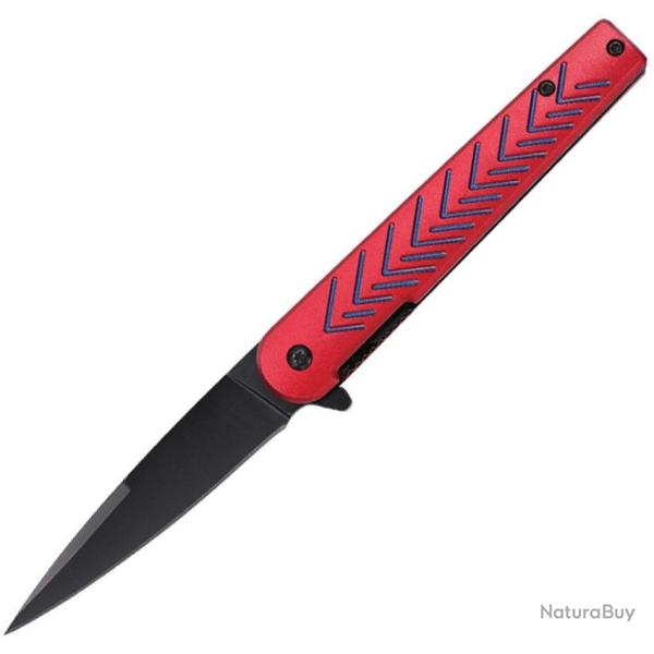 Couteau Pliant MTech A/O Lame Acier 3Cr13MoV Noire 8,89 cm Manche Aluminium Rouge MTA2035RD