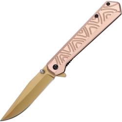Couteau Pliant MTech A/O Lame Acier 3Cr13MoV TiNi Manche Aluminium Tan Linerlock MTA2036BN