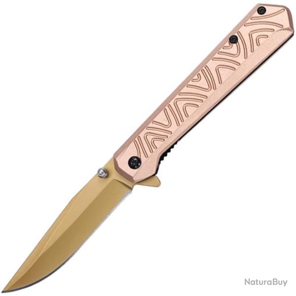 Couteau Pliant MTech A/O Lame Acier 3Cr13MoV TiNi Manche Aluminium Tan Linerlock MTA2036BN