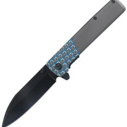 Couteau Pliant MTech A/O Lame Acier 3Cr13MoV Manche Aluminium Gris et Bleu Linerlock MTA2037BL