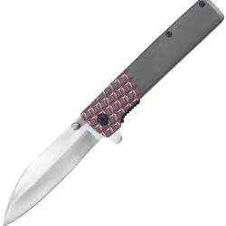 Couteau Pliant MTech A/O Lame Acier 3Cr13MoV Manche Aluminium Gris et Rouge Linerlock MTA2037RD