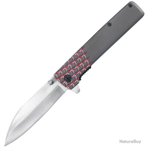 Couteau Pliant MTech A/O Lame Acier 3Cr13MoV Manche Aluminium Gris et Rouge Linerlock MTA2037RD