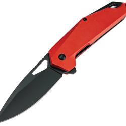 Couteau Pliant MTech A/O Lame Acier 3Cr13MoV Noire 8,26 cm Manche Aluminium Rouge MTA2038RD