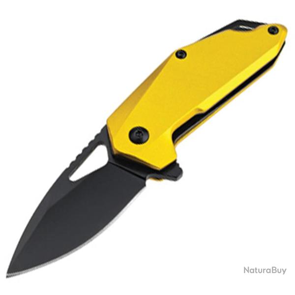 Couteau Pliant MTech A/O Lame Acier 3Cr13MoV Noire 5,72 cm Manche Aluminium Jaune MTA2040YL