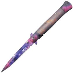 Couteau Pliant MTech A/O Lame Acier 3Cr13MoV Manche Aluminium Rose et Violet Linerlock MTA2041PL