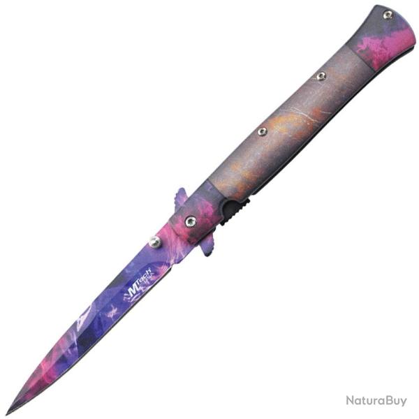 Couteau Pliant MTech A/O Lame Acier 3Cr13MoV Manche Aluminium Rose et Violet Linerlock MTA2041PL